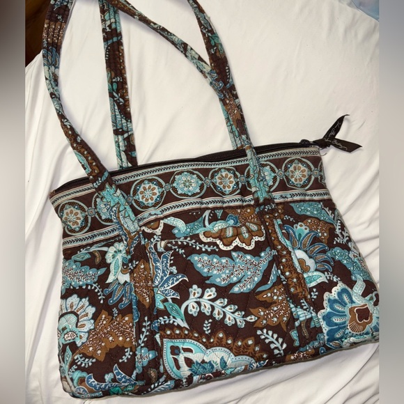 Vera Bradley Java Blue Retired Pattern 2006 Zipper Handbag Small-Medium - Picture 1 of 7